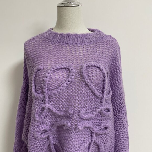 Anagram Open-knit Mohair-blend Sweater In Purple - Picture 4 of 10
